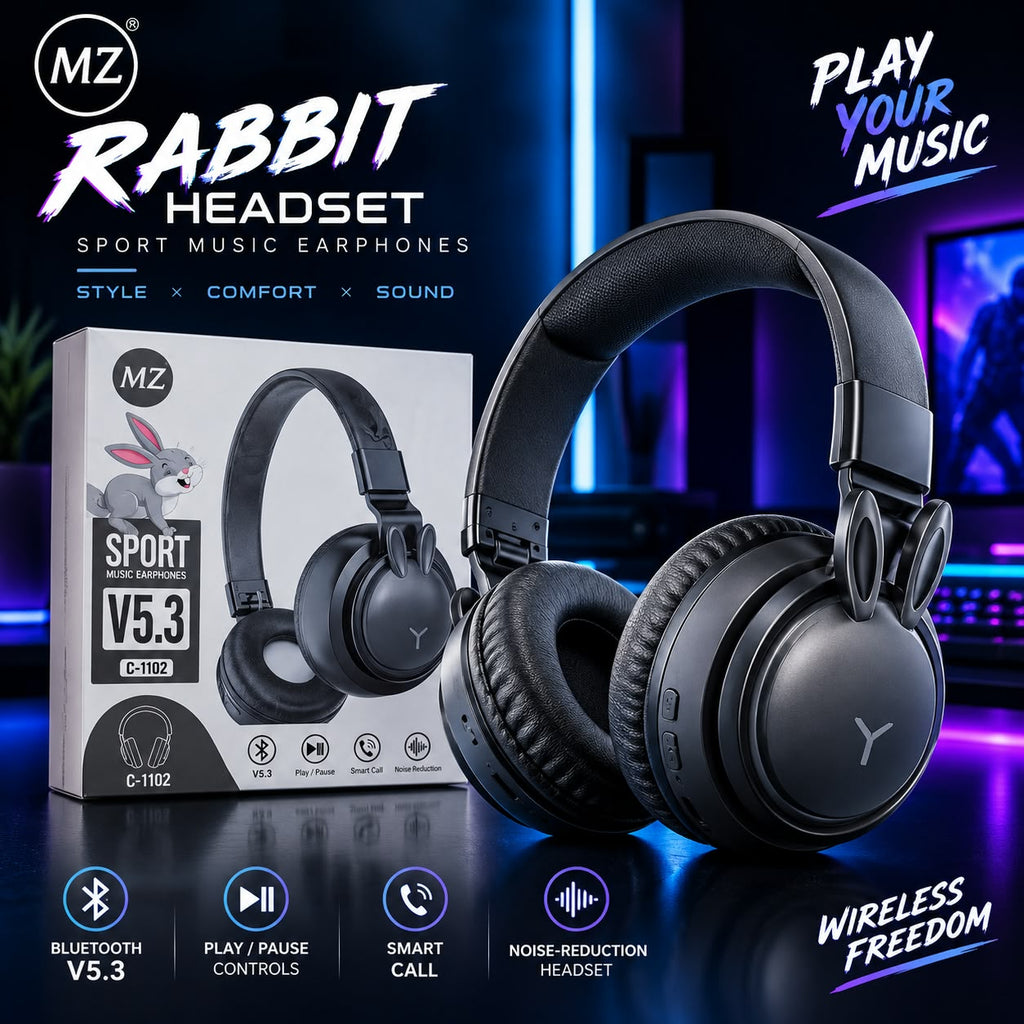MZ Rabbit Sport Wireless Headset | Bluetooth V5.3 & Noise-Reduction Earphones
