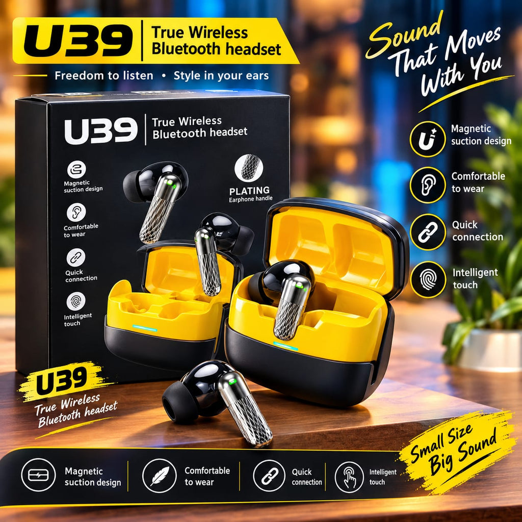 U39 True Wireless Bluetooth Headset – Smart Touch & Quick Connection