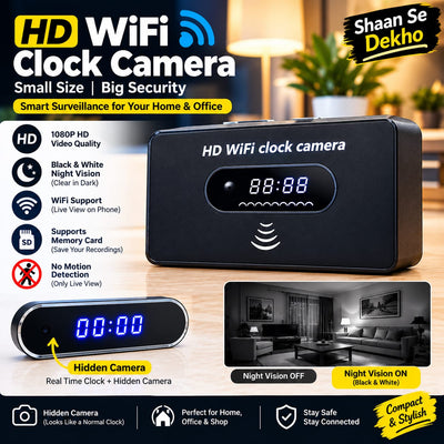 HD WiFi Clock Camera - 1080P Hidden Security Camera & Digital Clock