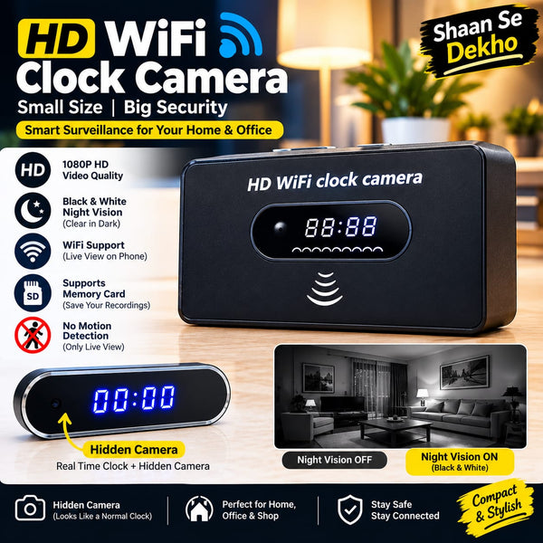 HD WiFi Clock Camera - 1080P Hidden Security Camera & Digital Clock