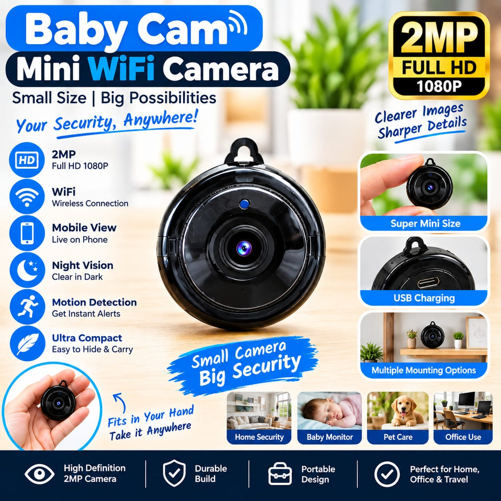 Mini WiFi Security Camera – 2MP Full HD 1080P