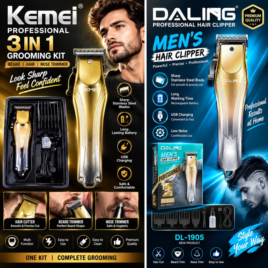 Daling DL-1905 Professional Hair Clipper – Premium Men’s Hair, Beard & Nose Trimmer