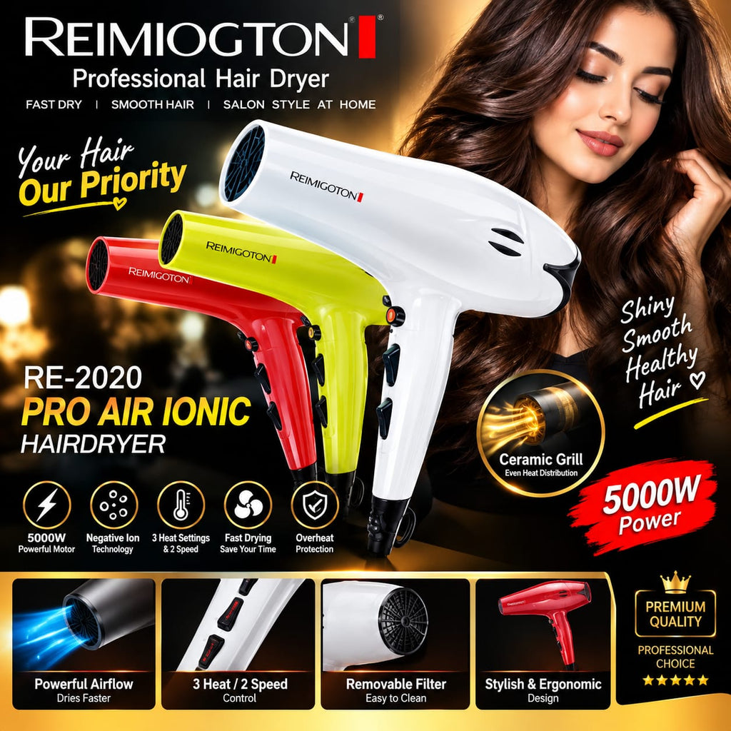 RE-2020 Pro Air Ionic Hair Dryer – 5000W
