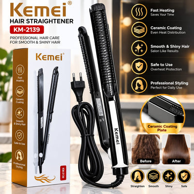 Kemei KM-2139 Professional Hair Straightener – Smooth & Shiny Hair