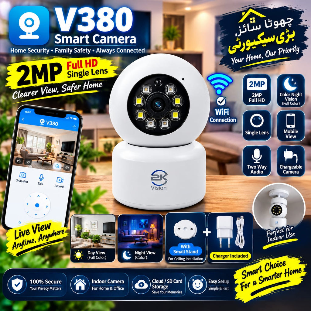 V380 Smart WiFi Camera - 2MP Full HD Indoor Security