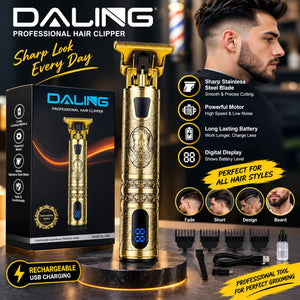 Daling DL-1086 Professional Hair Clipper – Premium Golden T-Blade Trimmer