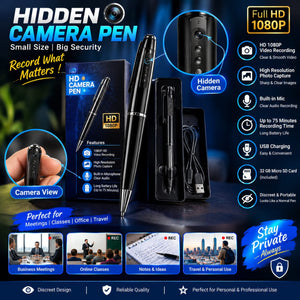 HD 1080P Hidden Camera Pen - Portable Spy Security & Voice Recorder Pen